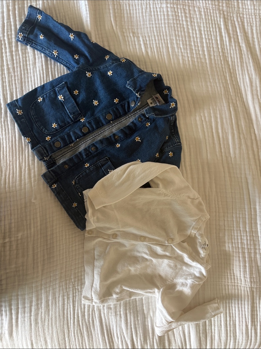 Hannah Anderson Daisy Jacket and white H&M sweater